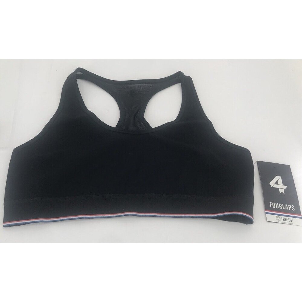 Fourlaps Circuit Sports Bra Womens‎ Large Black Training Mesh Athletic Fit NEW